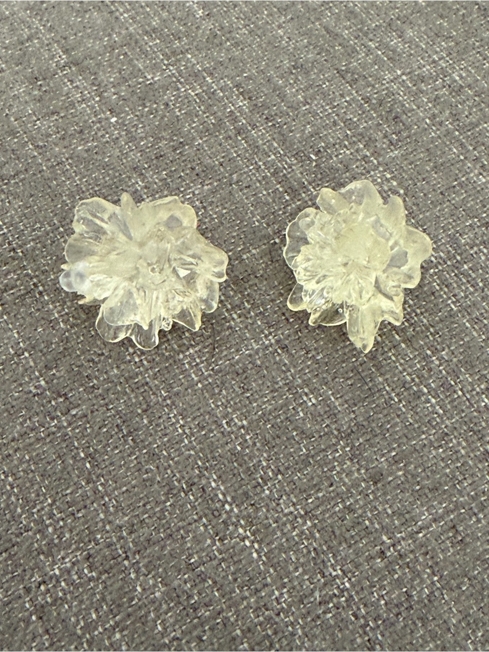 Clear Lucite Acrylic Flower Statement Stud Earrings